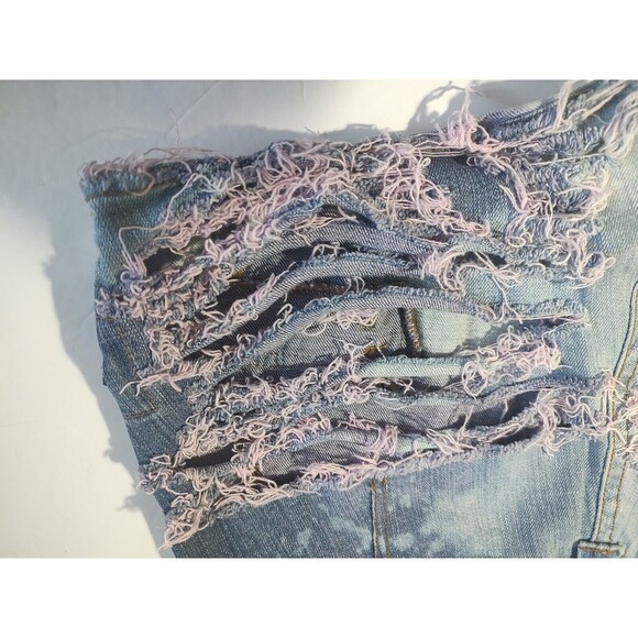 HOT PANTS SHORT Lowrise Shorts Denim LEI Cutoff Frayed shredded Distressed Sz 11 - Picture 3 of 9